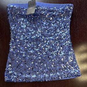 Motivi Blue Sequin Crop Top
